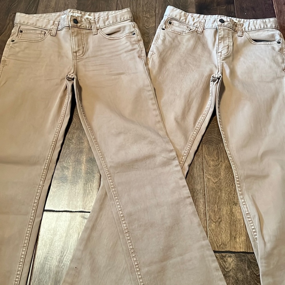 Two pairs of Cat & Jack boys size 14 khaki colored denim pants